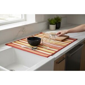 Fiesta Dish Drying Mat Unisex 23.5x18 Multi-Color NWOT Striped Microfiber